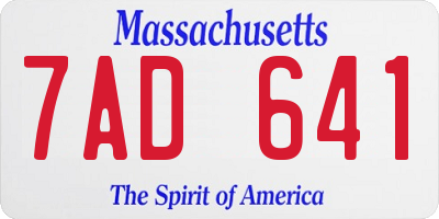 MA license plate 7AD641