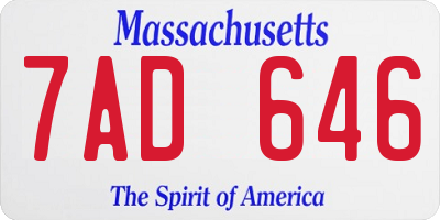 MA license plate 7AD646