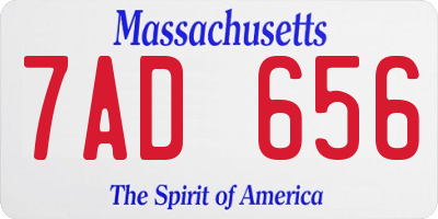 MA license plate 7AD656