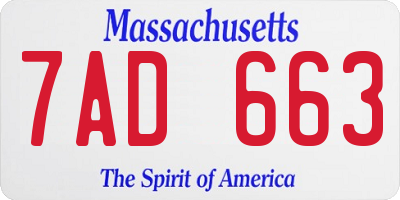 MA license plate 7AD663