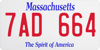 MA license plate 7AD664