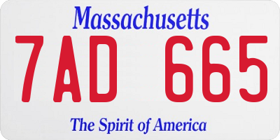 MA license plate 7AD665