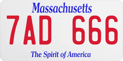 MA license plate 7AD666