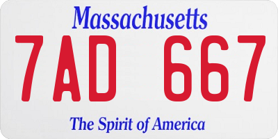 MA license plate 7AD667