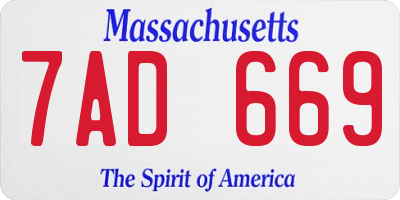MA license plate 7AD669