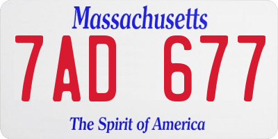 MA license plate 7AD677