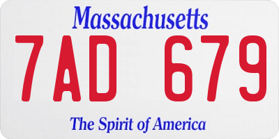 MA license plate 7AD679