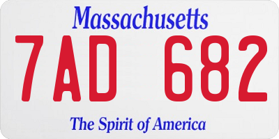 MA license plate 7AD682