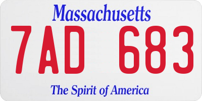 MA license plate 7AD683