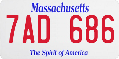 MA license plate 7AD686