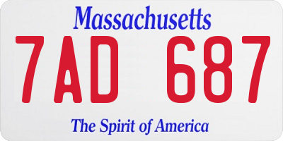 MA license plate 7AD687