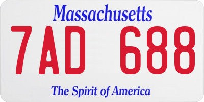 MA license plate 7AD688