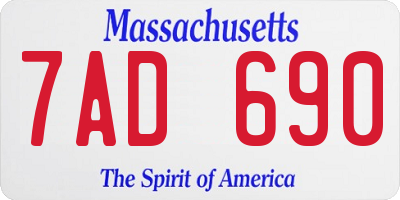 MA license plate 7AD690