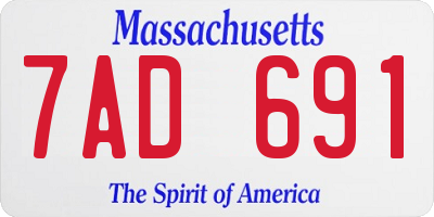 MA license plate 7AD691
