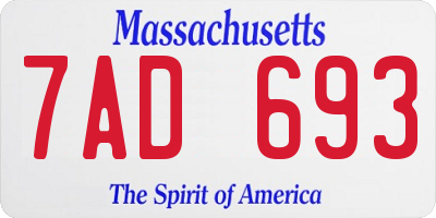 MA license plate 7AD693