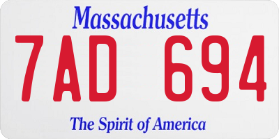 MA license plate 7AD694