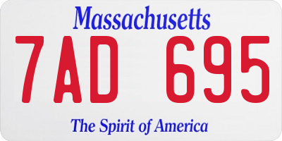 MA license plate 7AD695