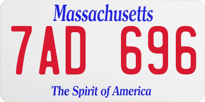 MA license plate 7AD696