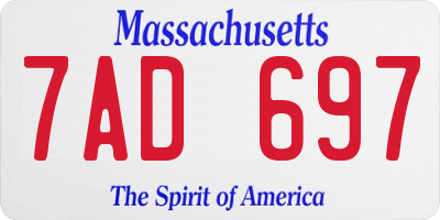 MA license plate 7AD697