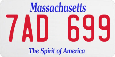 MA license plate 7AD699
