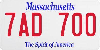 MA license plate 7AD700