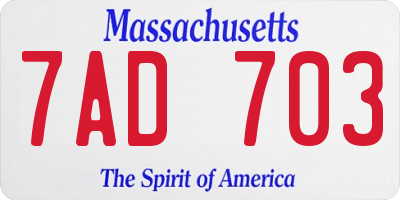 MA license plate 7AD703