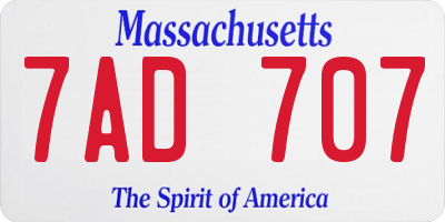 MA license plate 7AD707