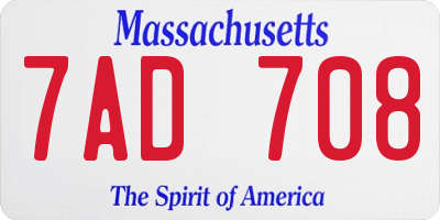 MA license plate 7AD708