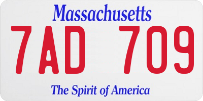 MA license plate 7AD709