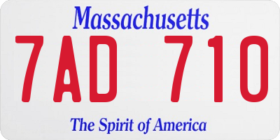 MA license plate 7AD710