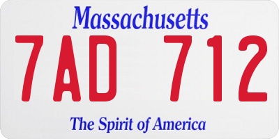 MA license plate 7AD712