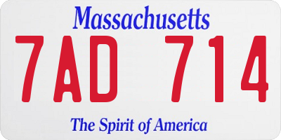 MA license plate 7AD714