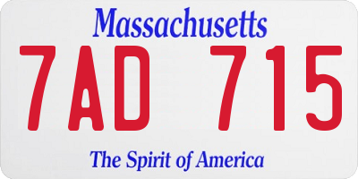 MA license plate 7AD715