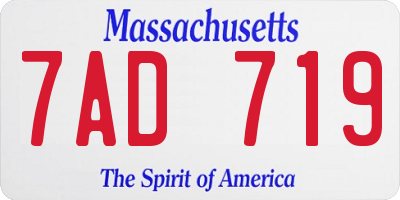 MA license plate 7AD719