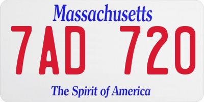 MA license plate 7AD720