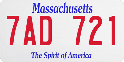 MA license plate 7AD721