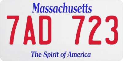 MA license plate 7AD723