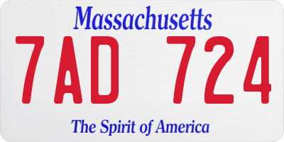 MA license plate 7AD724