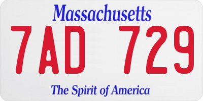 MA license plate 7AD729