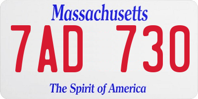 MA license plate 7AD730