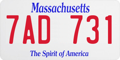 MA license plate 7AD731