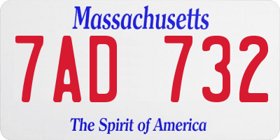 MA license plate 7AD732