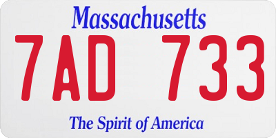 MA license plate 7AD733