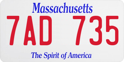MA license plate 7AD735