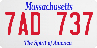 MA license plate 7AD737