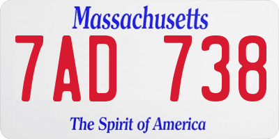 MA license plate 7AD738