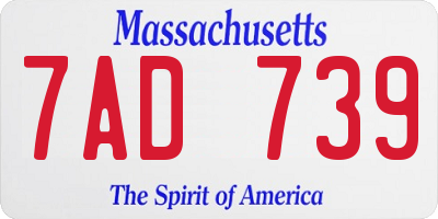 MA license plate 7AD739