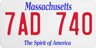 MA license plate 7AD740