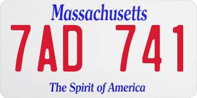 MA license plate 7AD741