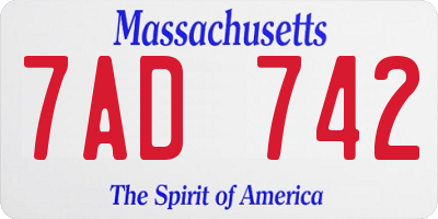 MA license plate 7AD742